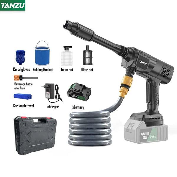 Planet Gates 2pc big battery / EU / CHINA 21V 80 Bar Generation 7 High Pressure Washer Adjustable Water Pressure Nozzle Wireless Electric Water Gun Car Floor Balcony Wash