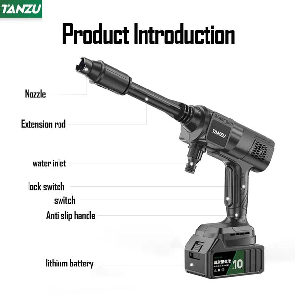 Planet Gates 2pc big battery / EU / CHINA 21V 80 Bar Generation 7 High Pressure Washer Adjustable Water Pressure Nozzle Wireless Electric Water Gun Car Floor Balcony Wash