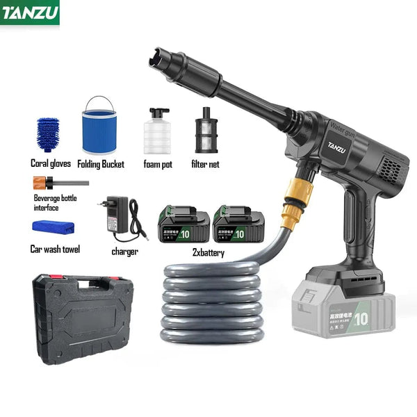 Planet Gates 2pc big battery / EU / CHINA 21V 80 Bar Generation 7 High Pressure Washer Adjustable Water Pressure Nozzle Wireless Electric Water Gun Car Floor Balcony Wash