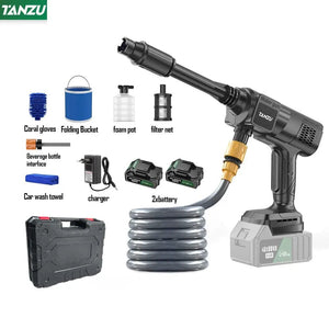 Planet Gates 2pc big battery / EU / CHINA 21V 80 Bar Generation 7 High Pressure Washer Adjustable Water Pressure Nozzle Wireless Electric Water Gun Car Floor Balcony Wash