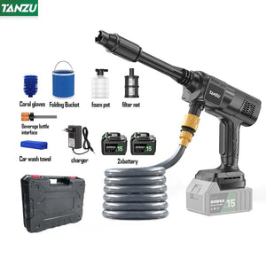 Planet Gates 2pc big battery / EU / CHINA 21V 80 Bar Generation 7 High Pressure Washer Adjustable Water Pressure Nozzle Wireless Electric Water Gun Car Floor Balcony Wash