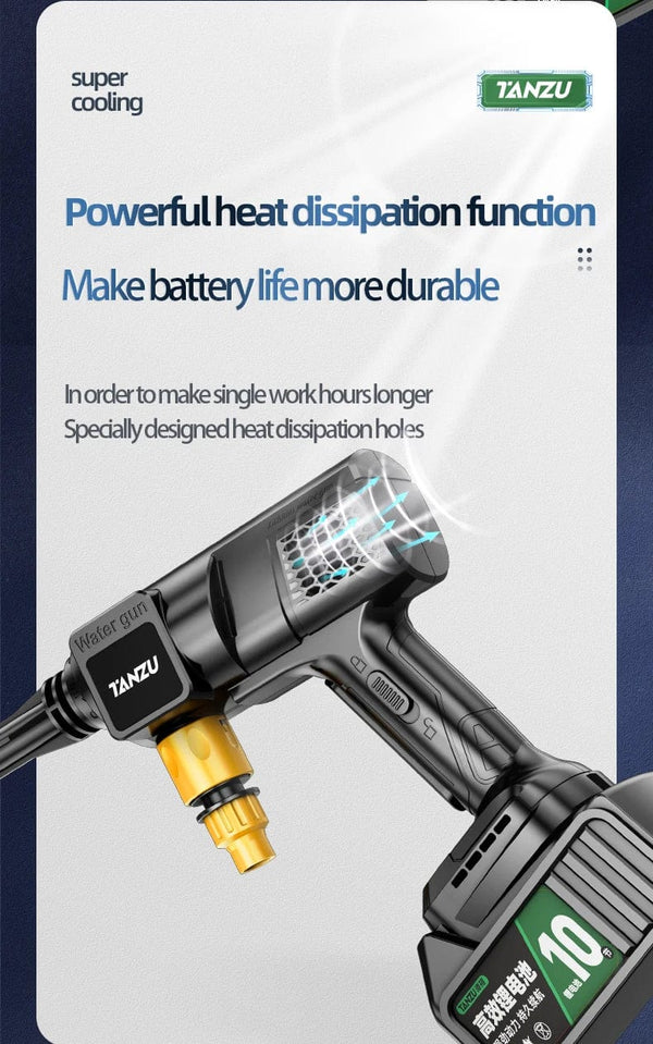 Planet Gates 2pc big battery / EU / CHINA 21V 80 Bar Generation 7 High Pressure Washer Adjustable Water Pressure Nozzle Wireless Electric Water Gun Car Floor Balcony Wash