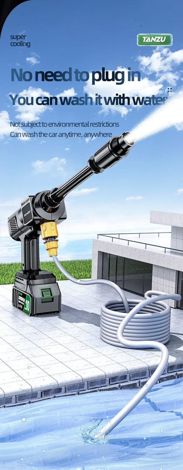 Planet Gates 2pc big battery / EU / CHINA 21V 80 Bar Generation 7 High Pressure Washer Adjustable Water Pressure Nozzle Wireless Electric Water Gun Car Floor Balcony Wash