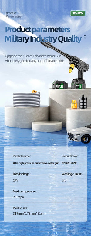 Planet Gates 2pc big battery / EU / CHINA 21V 80 Bar Generation 7 High Pressure Washer Adjustable Water Pressure Nozzle Wireless Electric Water Gun Car Floor Balcony Wash