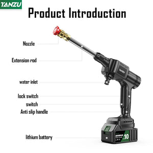 Planet Gates 2pc medium battery / EU / CHINA Wireless high pressure water gun household car washing cleaning high power lithium battery strong booster cleaning machine