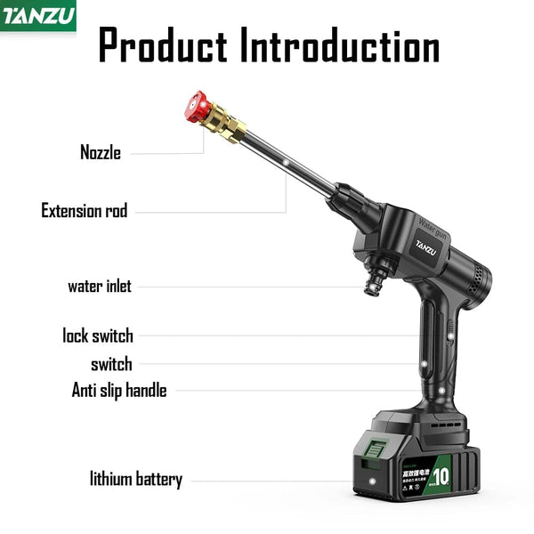 Planet Gates 2pc medium battery / EU / CHINA Wireless high pressure water gun household car washing cleaning high power lithium battery strong booster cleaning machine