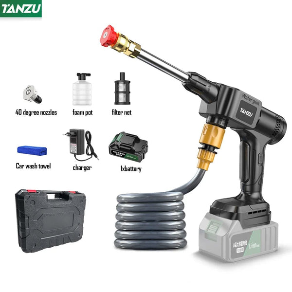 Planet Gates 2pc medium battery / EU / CHINA Wireless high pressure water gun household car washing cleaning high power lithium battery strong booster cleaning machine