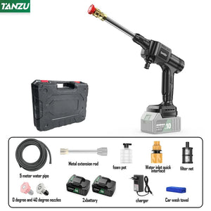 Planet Gates 2pc medium battery / EU / CHINA Wireless high pressure water gun household car washing cleaning high power lithium battery strong booster cleaning machine