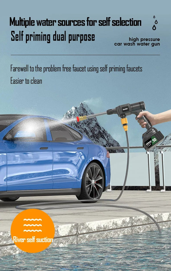 Planet Gates 2pc medium battery / EU / CHINA Wireless high pressure water gun household car washing cleaning high power lithium battery strong booster cleaning machine