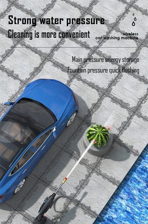 Planet Gates 2pc medium battery / EU / CHINA Wireless high pressure water gun household car washing cleaning high power lithium battery strong booster cleaning machine