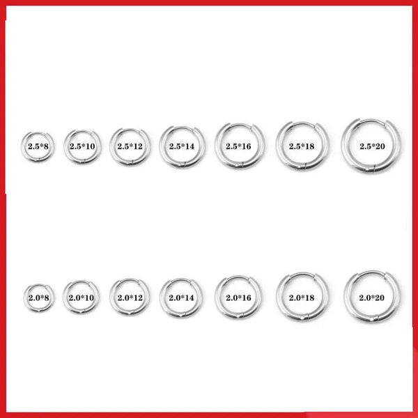 Planet Gates 2PC /Set Stainless Steel Small Hoop Earrings for Women Men Gold Color Black Circle Thick Ear Ring Huggie Earrings Hoop Piercing