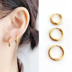 Planet Gates 2PC /Set Stainless Steel Small Hoop Earrings for Women Men Gold Color Black Circle Thick Ear Ring Huggie Earrings Hoop Piercing