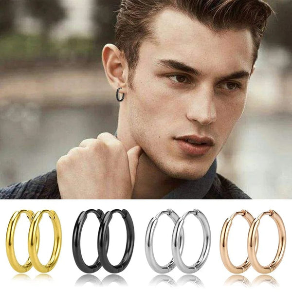 Planet Gates 2PC /Set Stainless Steel Small Hoop Earrings for Women Men Gold Color Black Circle Thick Ear Ring Huggie Earrings Hoop Piercing