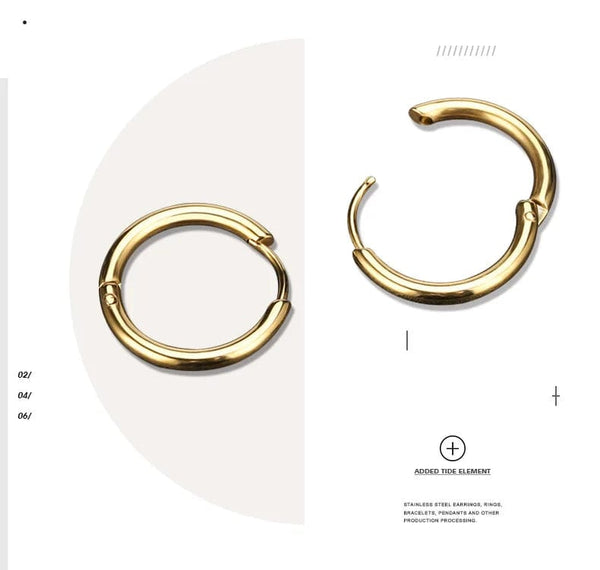Planet Gates 2PC /Set Stainless Steel Small Hoop Earrings for Women Men Gold Color Black Circle Thick Ear Ring Huggie Earrings Hoop Piercing