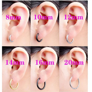 Planet Gates 2PC /Set Stainless Steel Small Hoop Earrings for Women Men Gold Color Black Circle Thick Ear Ring Huggie Earrings Hoop Piercing