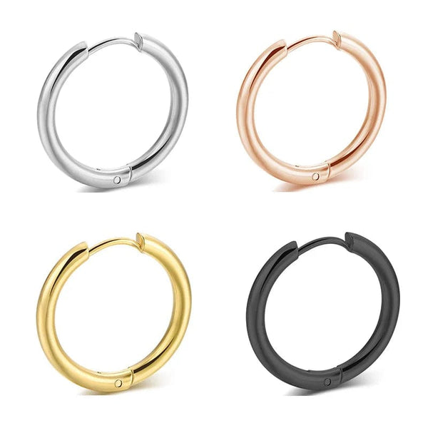 Planet Gates 2PC /Set Stainless Steel Small Hoop Earrings for Women Men Gold Color Black Circle Thick Ear Ring Huggie Earrings Hoop Piercing