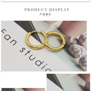 Planet Gates 2PC /Set Stainless Steel Small Hoop Earrings for Women Men Gold Color Black Circle Thick Ear Ring Huggie Earrings Hoop Piercing