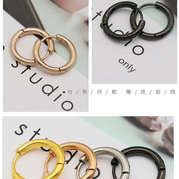 Planet Gates 2PC /Set Stainless Steel Small Hoop Earrings for Women Men Gold Color Black Circle Thick Ear Ring Huggie Earrings Hoop Piercing