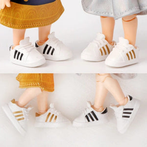 Planet Gates 2Pcs 1:12 OB11 Striped Sneakers Shoes Doll Classic Shoes Suit For Ob11 1/12 Bjd Detachable Doll Gsc DOD, YMY Doll Accessories