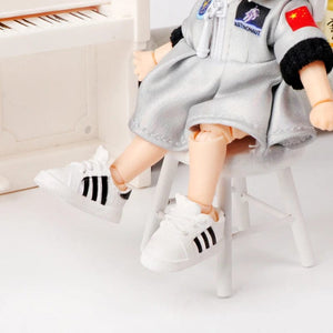 Planet Gates 2Pcs 1:12 OB11 Striped Sneakers Shoes Doll Classic Shoes Suit For Ob11 1/12 Bjd Detachable Doll Gsc DOD, YMY Doll Accessories