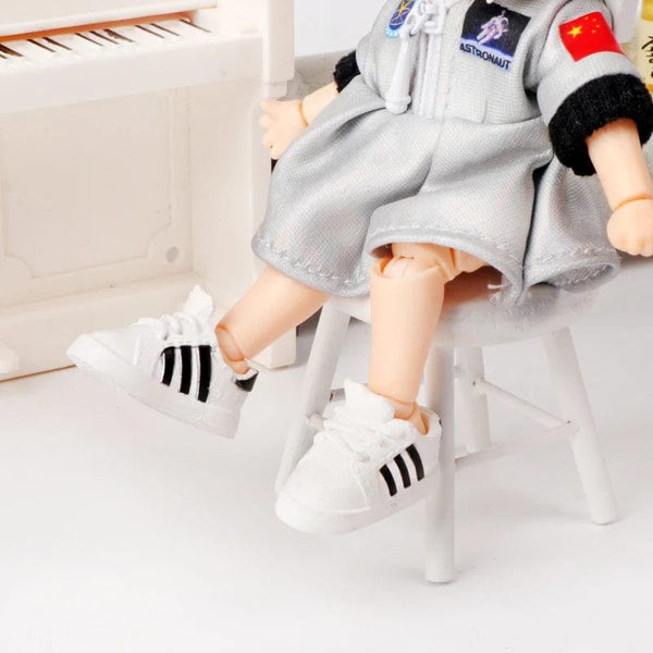 Planet Gates 2Pcs 1:12 OB11 Striped Sneakers Shoes Doll Classic Shoes Suit For Ob11 1/12 Bjd Detachable Doll Gsc DOD, YMY Doll Accessories