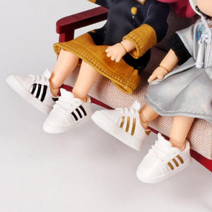 Planet Gates 2Pcs 1:12 OB11 Striped Sneakers Shoes Doll Classic Shoes Suit For Ob11 1/12 Bjd Detachable Doll Gsc DOD, YMY Doll Accessories