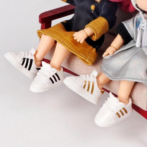 Planet Gates 2Pcs 1:12 OB11 Striped Sneakers Shoes Doll Classic Shoes Suit For Ob11 1/12 Bjd Detachable Doll Gsc DOD, YMY Doll Accessories