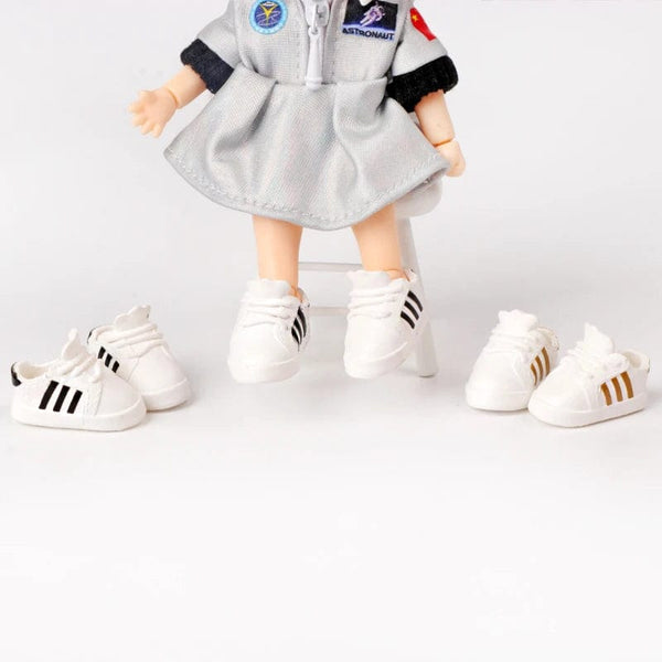 Planet Gates 2Pcs 1:12 OB11 Striped Sneakers Shoes Doll Classic Shoes Suit For Ob11 1/12 Bjd Detachable Doll Gsc DOD, YMY Doll Accessories