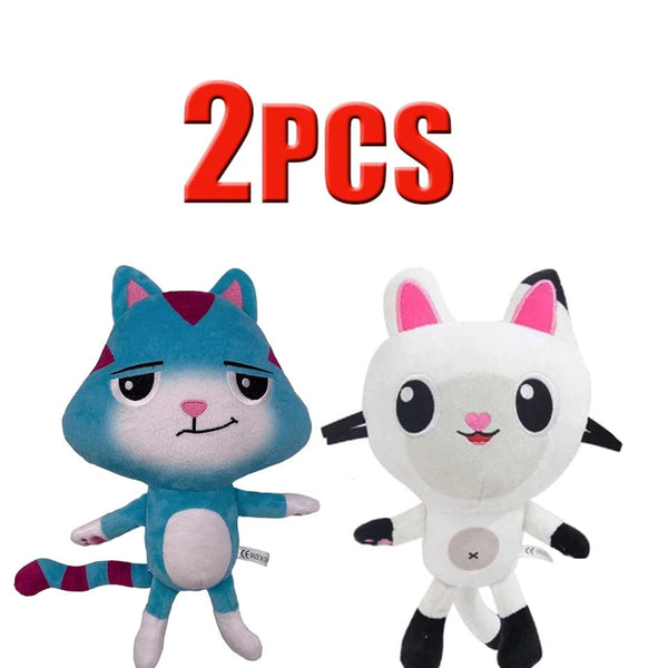 Planet Gates 2pcs 1 25cm 7-piece Gabby doll house plush toy cartoon stuffed animal mermaid cat mermaid plush doll children's Christmas gift