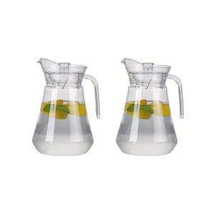 Planet Gates 2pcs / 1.5L /50oz 1/2pcs, Plastic Pitcher With Lid, Easy Clean Heat Resistant Plastic Water Carafe With Handle For Hot/Cold Beverages - Water, Cold Brew, Iced Tea & Juice, Living Room Accessories, Restaurant Supplies