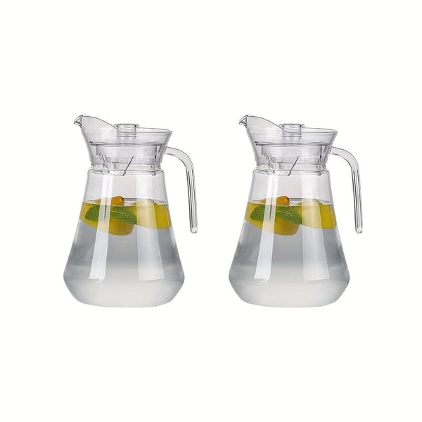 Planet Gates 2pcs / 1.5L /50oz 1/2pcs, Plastic Pitcher With Lid, Easy Clean Heat Resistant Plastic Water Carafe With Handle For Hot/Cold Beverages - Water, Cold Brew, Iced Tea & Juice, Living Room Accessories, Restaurant Supplies