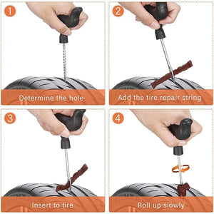 Planet Gates 2PCS 1 Car Tire Repair Tools Kit with Rubber Strips Tubeless Tyre Puncture Studding Plug Set for Truck Motorcycle Car Repair Tool