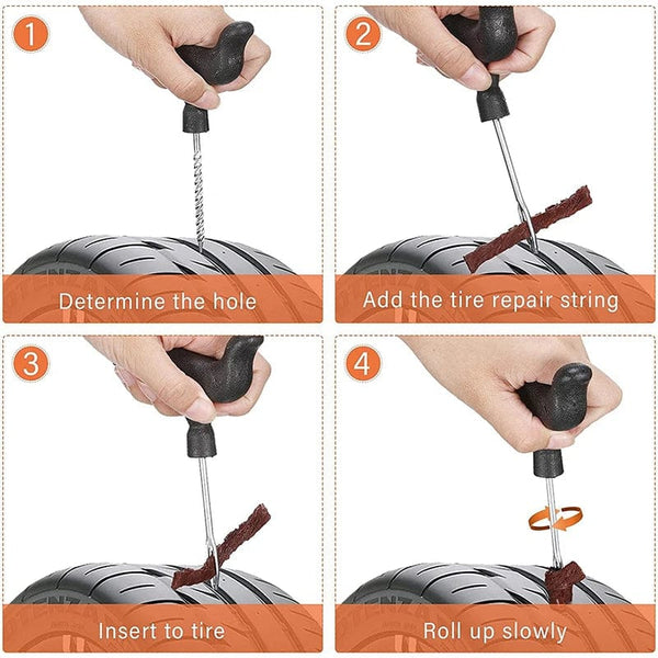 Planet Gates 2PCS 1 Car Tire Repair Tools Kit with Rubber Strips Tubeless Tyre Puncture Studding Plug Set for Truck Motorcycle Car Repair Tool