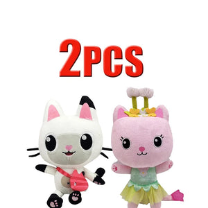 Planet Gates 2pcs 15 25cm 7-piece Gabby doll house plush toy cartoon stuffed animal mermaid cat mermaid plush doll children's Christmas gift