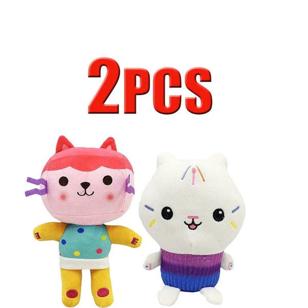 Planet Gates 2pcs 17 25cm 7-piece Gabby doll house plush toy cartoon stuffed animal mermaid cat mermaid plush doll children's Christmas gift
