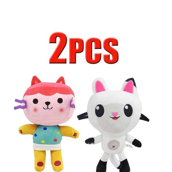 Planet Gates 2pcs 18 25cm 7-piece Gabby doll house plush toy cartoon stuffed animal mermaid cat mermaid plush doll children's Christmas gift
