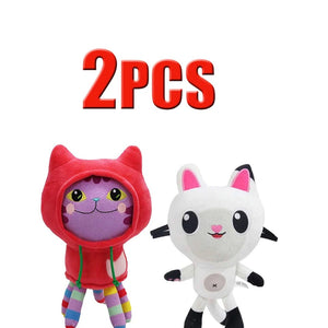 Planet Gates 2pcs 2 25cm 7-piece Gabby doll house plush toy cartoon stuffed animal mermaid cat mermaid plush doll children's Christmas gift