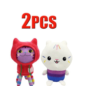 Planet Gates 2pcs 2 Animals Plush Gabby Dollhouse Lovely Plush Gaby Toy Plush House Cat Doll Cartoon Stuffed Animals Mermaid Cat Plushie Dolls Kids