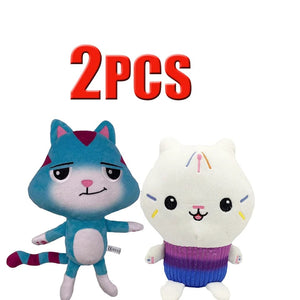 Planet Gates 2pcs 25cm 7-piece Gabby doll house plush toy cartoon stuffed animal mermaid cat mermaid plush doll children's Christmas gift