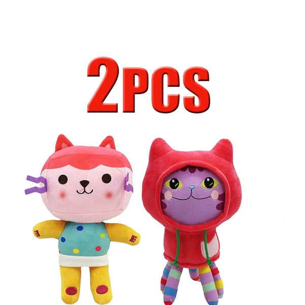 Planet Gates 2pcs 27 25cm 7-piece Gabby doll house plush toy cartoon stuffed animal mermaid cat mermaid plush doll children's Christmas gift