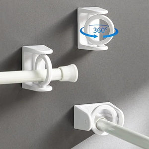 Planet Gates 2pcs 2pcs 360° Rotatable Curtain Rod Holders, Non-drilling Super Adhesive Hooks For Rack, Towel Rod Shower Curtain Rod Bracket, Bathroom Accessories