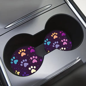 Planet Gates 2pcs 2pcs Car Coasters, Dog Paw Print Absorbent Condensation Protect Car Cup Holders And Keep Your Car Clean