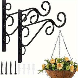 Planet Gates 2pcs 2pcs, Hanging Plant Brackets, 2 10-inch (about 25.4 Cm) Iron Wall-mounted Plant Hooks, Metal Wall-mounted Brackets, Suitable For Indoor And Outdoor Seeders, Bird Feeders, Lantern Wind Chimes With Screws