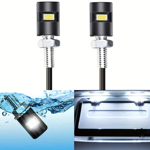 Planet Gates 2pcs 2pcs License Plate Light License Tag Screw Bolt Lamp Super Bright 12V White LED Bulb Waterproof Black Aluminium For Car Motorcycle Truck RV ATV Bike