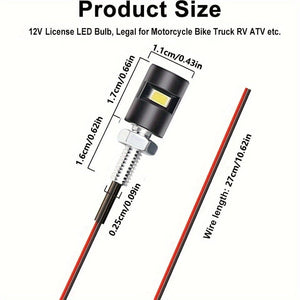 Planet Gates 2pcs 2pcs License Plate Light License Tag Screw Bolt Lamp Super Bright 12V White LED Bulb Waterproof Black Aluminium For Car Motorcycle Truck RV ATV Bike