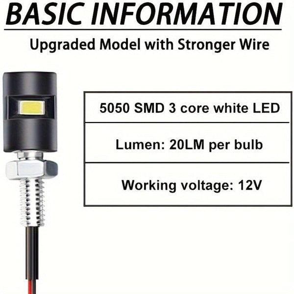 Planet Gates 2pcs 2pcs License Plate Light License Tag Screw Bolt Lamp Super Bright 12V White LED Bulb Waterproof Black Aluminium For Car Motorcycle Truck RV ATV Bike