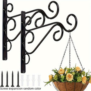 Planet Gates 2pcs 2pcs Outdoor Hanging Plant Stand, Wall Iron Hook, Outdoor Flower Pot Hook Decoration, Wall Mounted Hooks Wall Planter Hanger, Rustic Iron Wall Hooks, Bird Feeder Hanger, Flowerpot Hanger With Screws