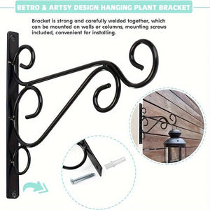 Planet Gates 2pcs 2pcs Outdoor Hanging Plant Stand, Wall Iron Hook, Outdoor Flower Pot Hook Decoration, Wall Mounted Hooks Wall Planter Hanger, Rustic Iron Wall Hooks, Bird Feeder Hanger, Flowerpot Hanger With Screws