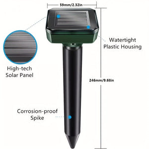 Planet Gates 2pcs 2pcs, Solar Powered Rat Repellent, Outdoor Ultrasonic Animal Repellent, Farm Yard Lawn Snake Repellent