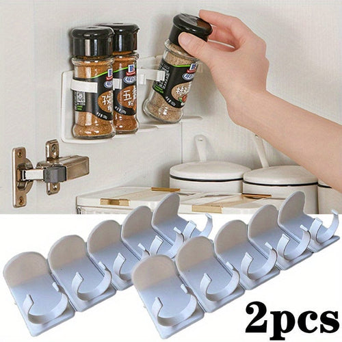 Planet Gates 2pcs 2pcs, Spice Gripper Clip, No Punching Seasoning Bottle Rack, 10 Clips Spice Gripper Clips Strips, Wall Mounted Organizer Rack, Seasoning Jar Storage Holder, Adhesive Gripper Clip Strips, Kitchen Stuff, Kitchen Gadget